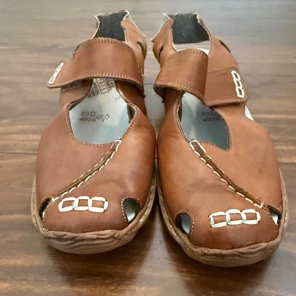 Rieker‎ Antistress Womens Brown Leather Closed Toe Huarache Sandals Size 38 EU